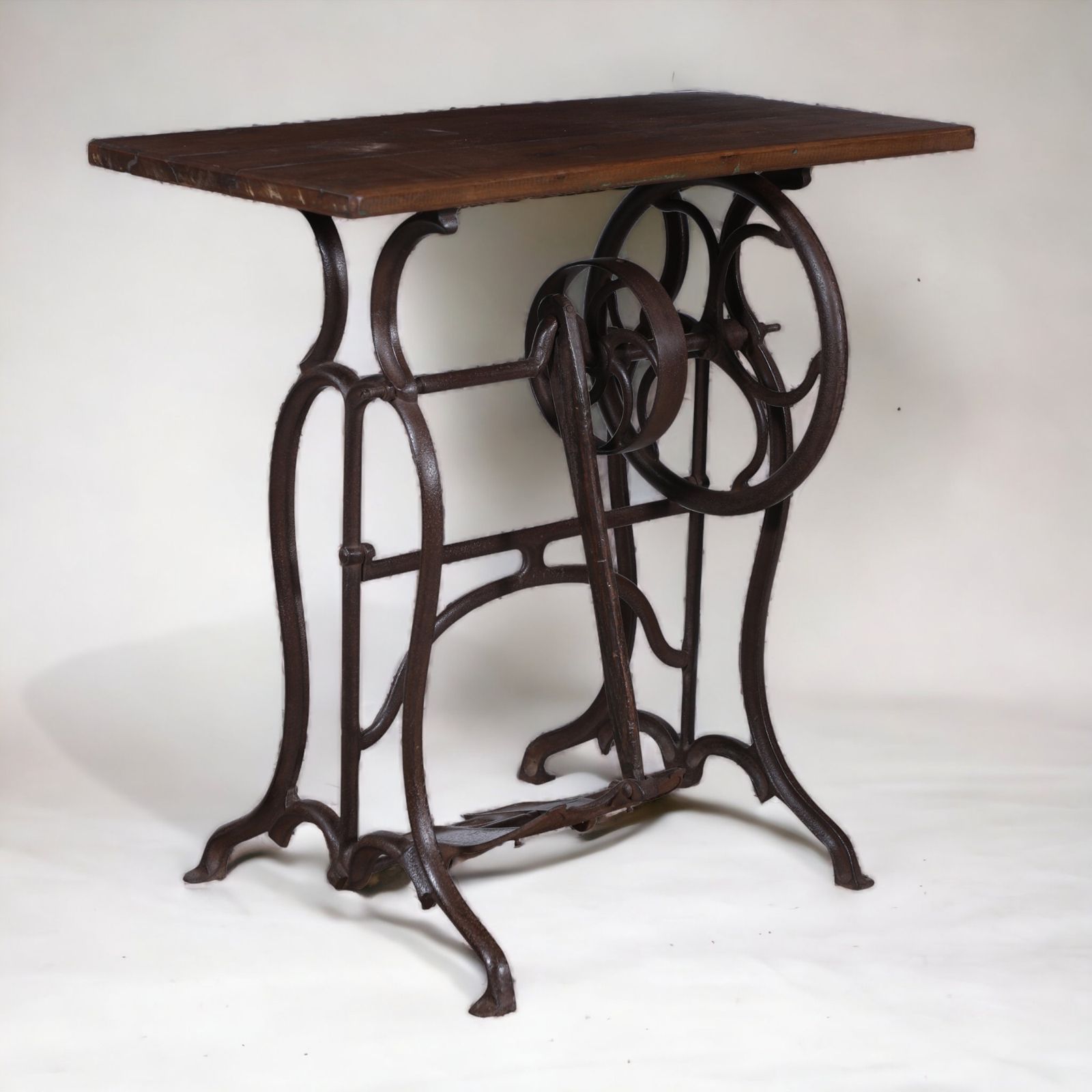 Upcycled Wheeler & Wilson Sewing Machine Table – 1800s Cast Iron Base With Reclaimed Teak Top photo buy