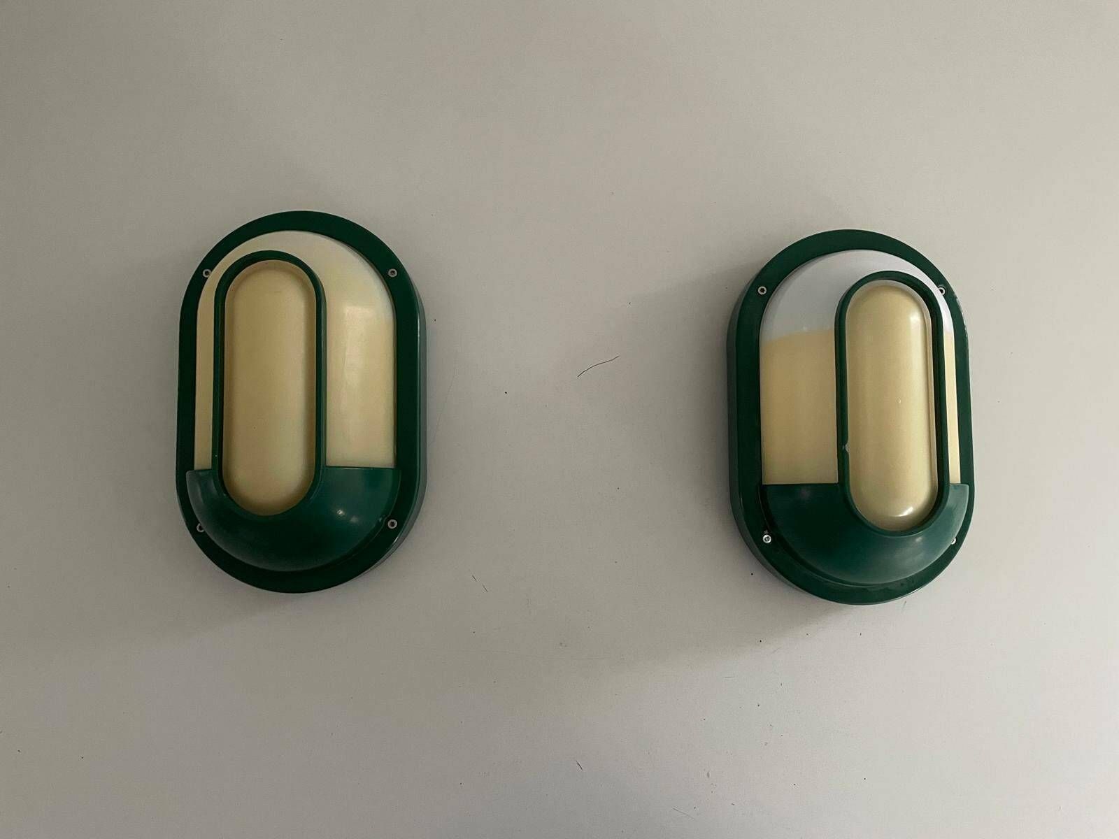 Plexiglass & Green Metal Pair Of Sconces By Bonalux, 1980s, Germany