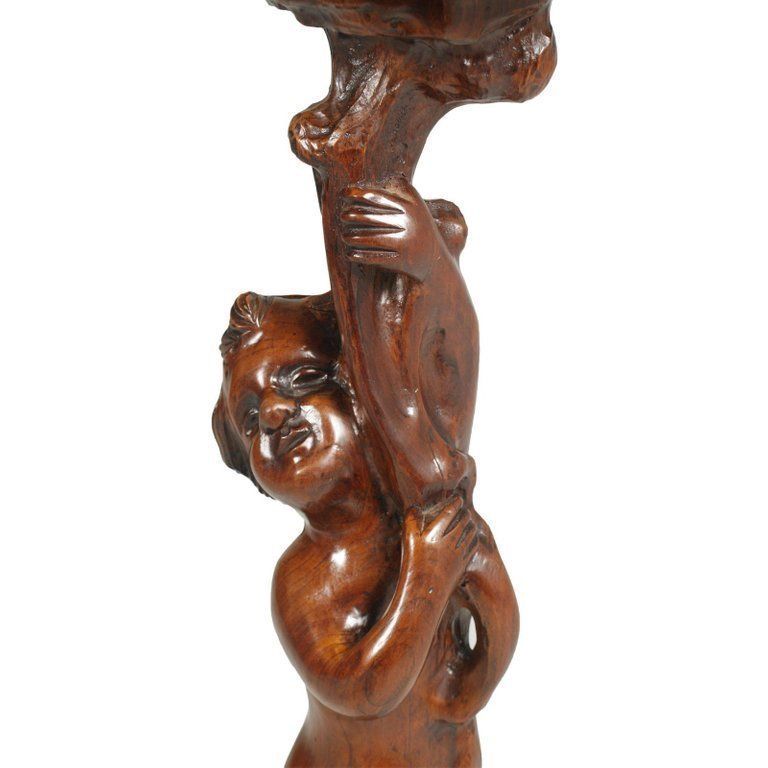 Early 20th Century Venetian Hand Carved Walnut Gueridon Sculpture Pedestal photo 3318.24