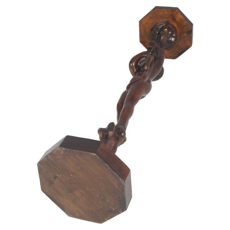 Early 20th Century Venetian Hand Carved Walnut Gueridon Sculpture Pedestal photo buy