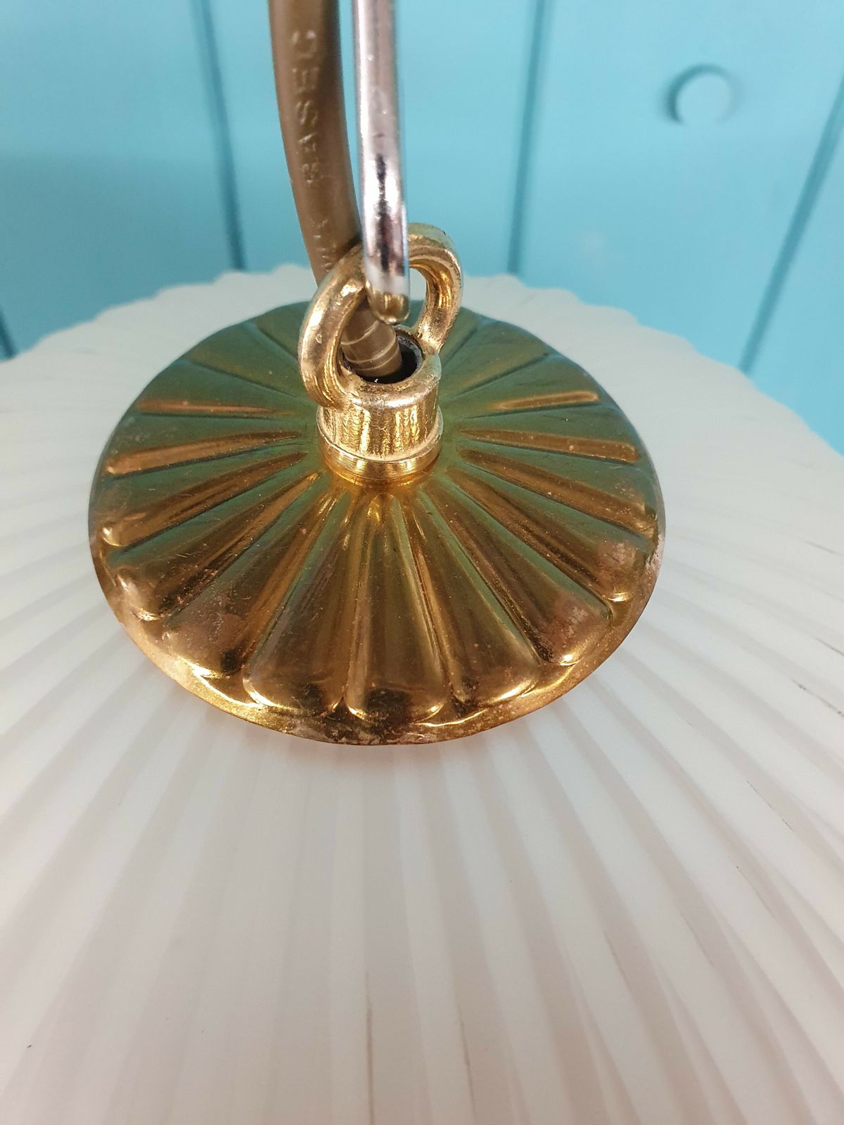 Early 20th Century Reeded Glass Shade 12" photo 145.0