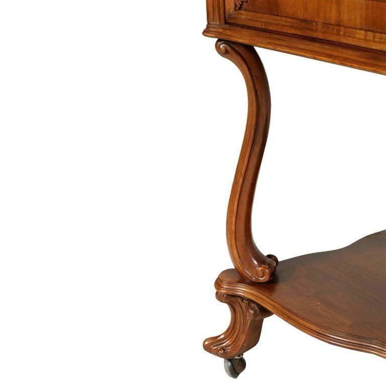 Early 20th Century Venetian Baroque Bar Cart, Carved Walnut photo Furniture