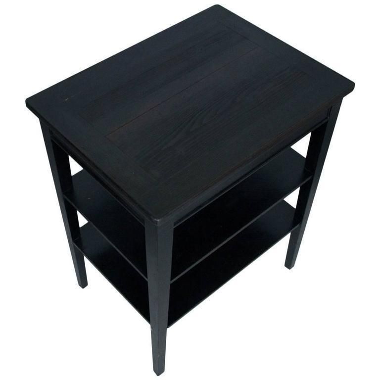 Early 20th Century Ebonized Rustic Side Table, Working Table In Massive Walnut photo furniture