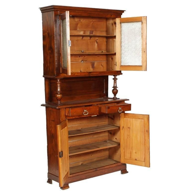 Last 19th Century French Provencal Vetrine Cupboard In Walnut And Pine, Restored photo furniture