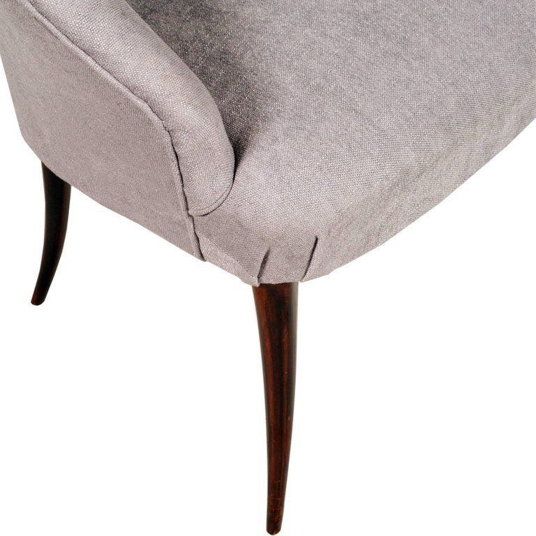 Italian 1930s Gio Ponti Manner Armchair In Walnut Restored And New Upholstered photo furniture