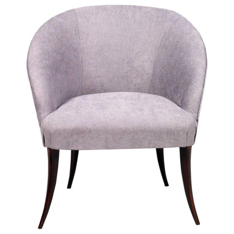 Italian 1930s Gio Ponti Manner Armchair In Walnut Restored And New Upholstered