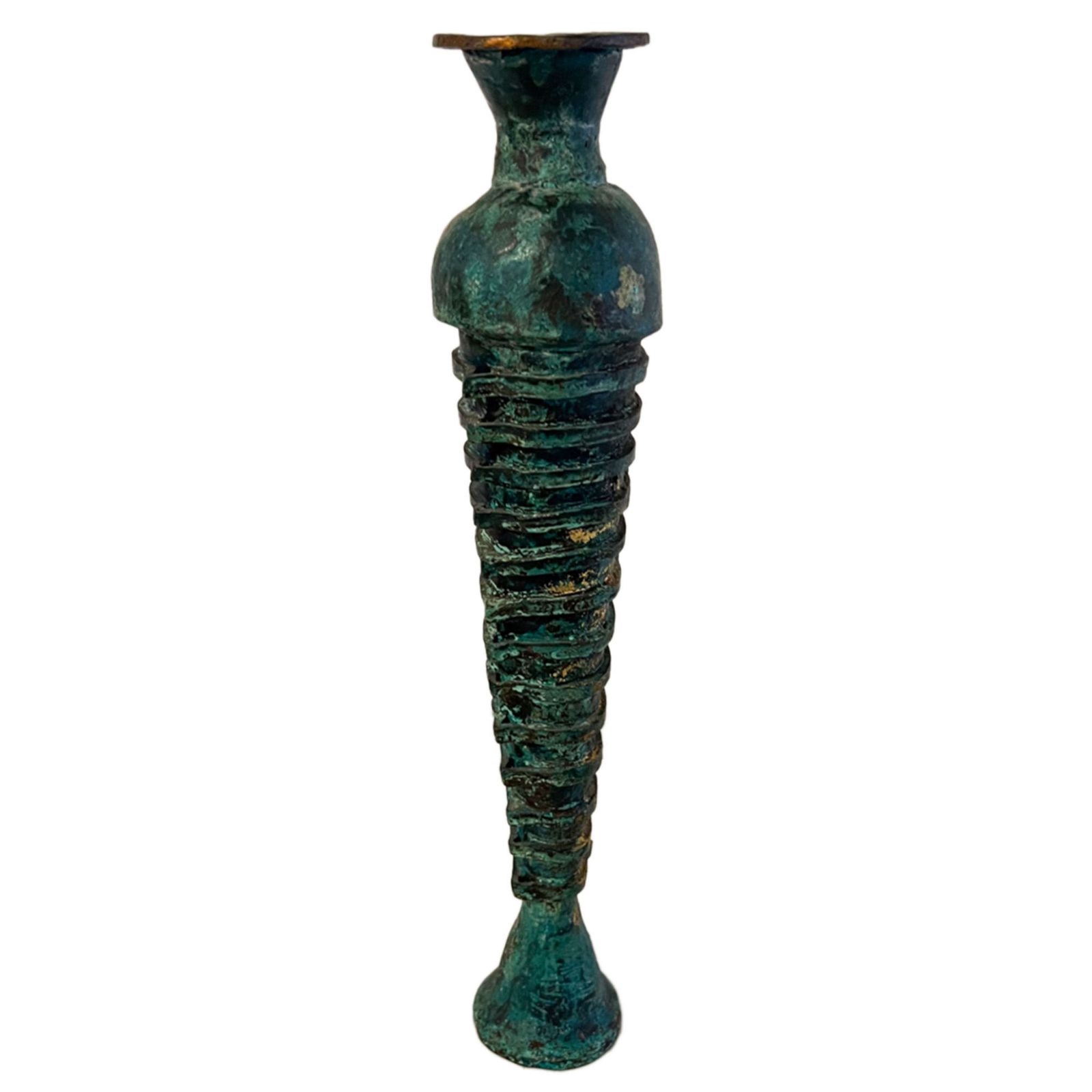 Egyptian Revival Patinated Bronze And Gilt Vase Circa 1990