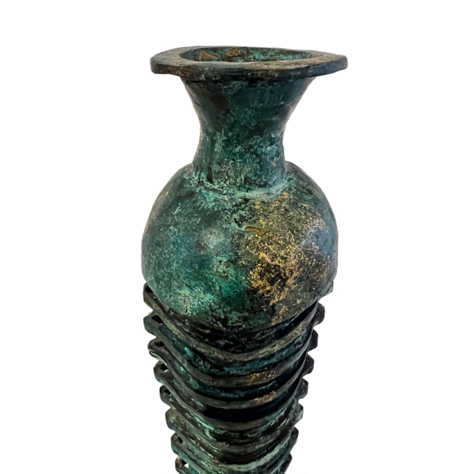 Egyptian Revival Patinated Bronze And Gilt Vase Circa 1990 photo Home Decor