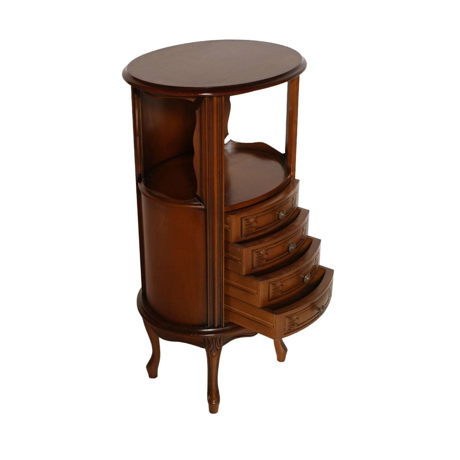 1920s Art Nouveau Oval Lombard Cabinet Or Nightstand, With 4 Drawers , Restored photo furniture