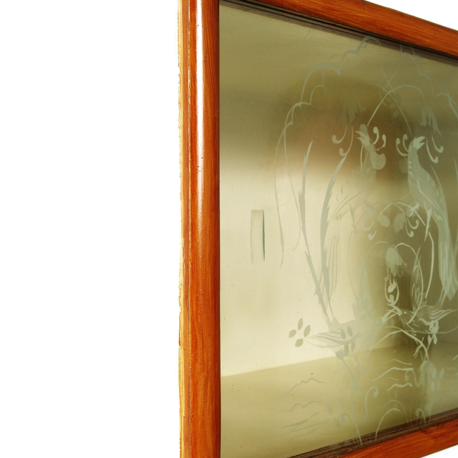 photo furniture Art Deco Midcentury Credenza Display Cabinet White Lacquered Hand Decorated Wood