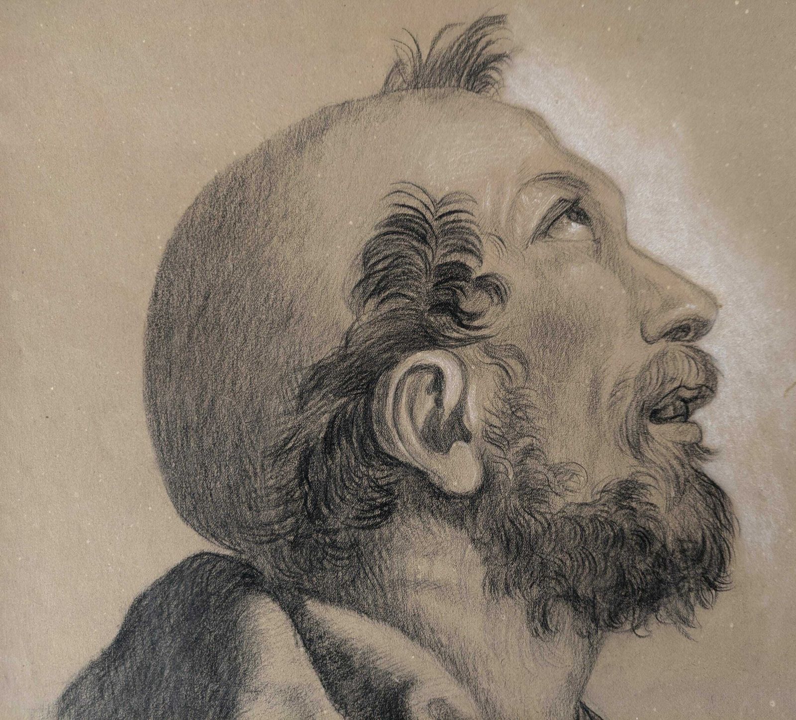 Antique French Pencil Drawing Of A Monk Or Saint Francis By L. Danbourg Circa 1880, Original Art From France photo furniture