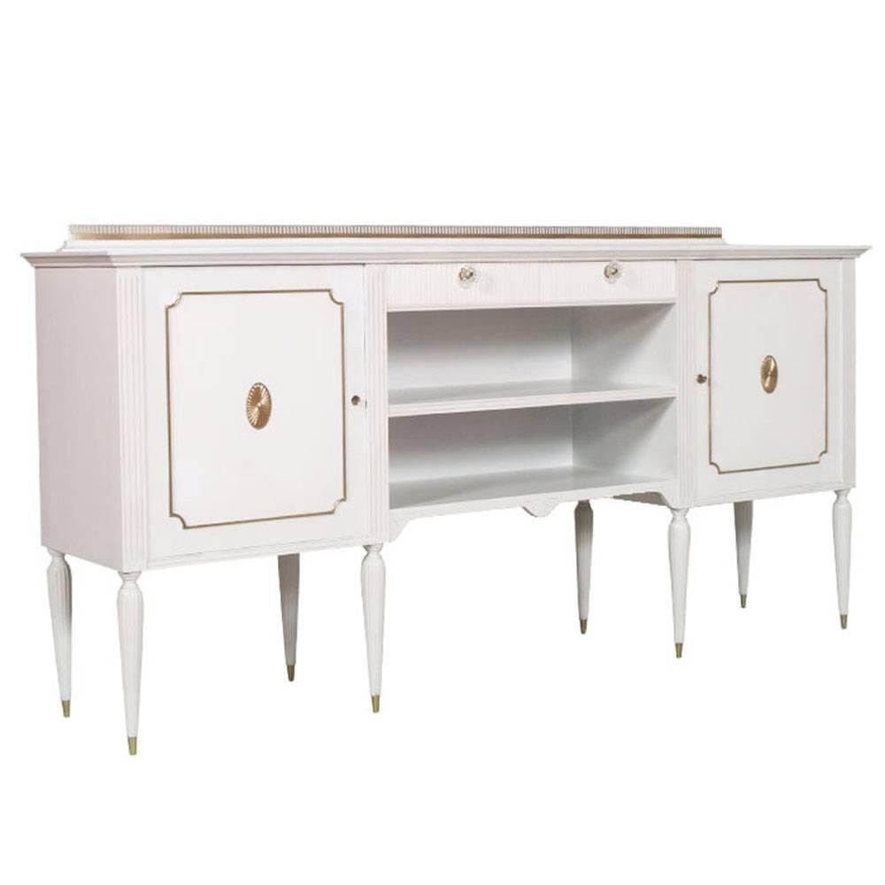 Italian Midcentury Laquered Credenza In Beechwood Mahogany Interiors By Cantù