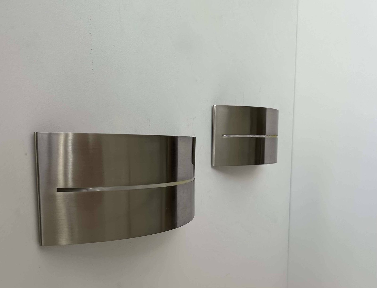 Pair Of Vintage Wall Lights, Brushed Metal, France 1980. photo buy