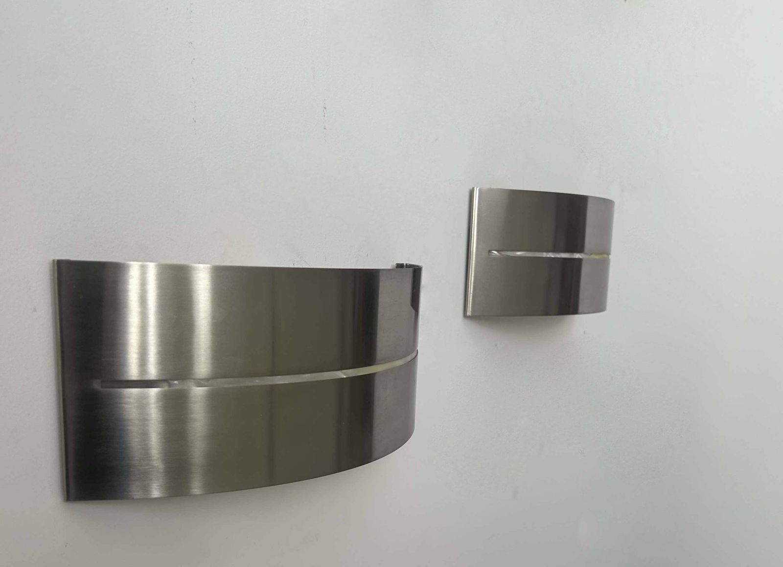 Pair Of Vintage Wall Lights, Brushed Metal, France 1980. photo vintage