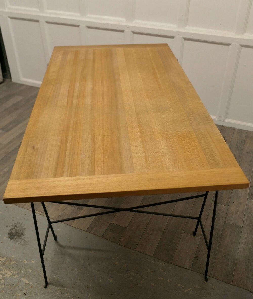1950s Danish Sawhorse Minimalist Desk Or Dining Table photo for sale