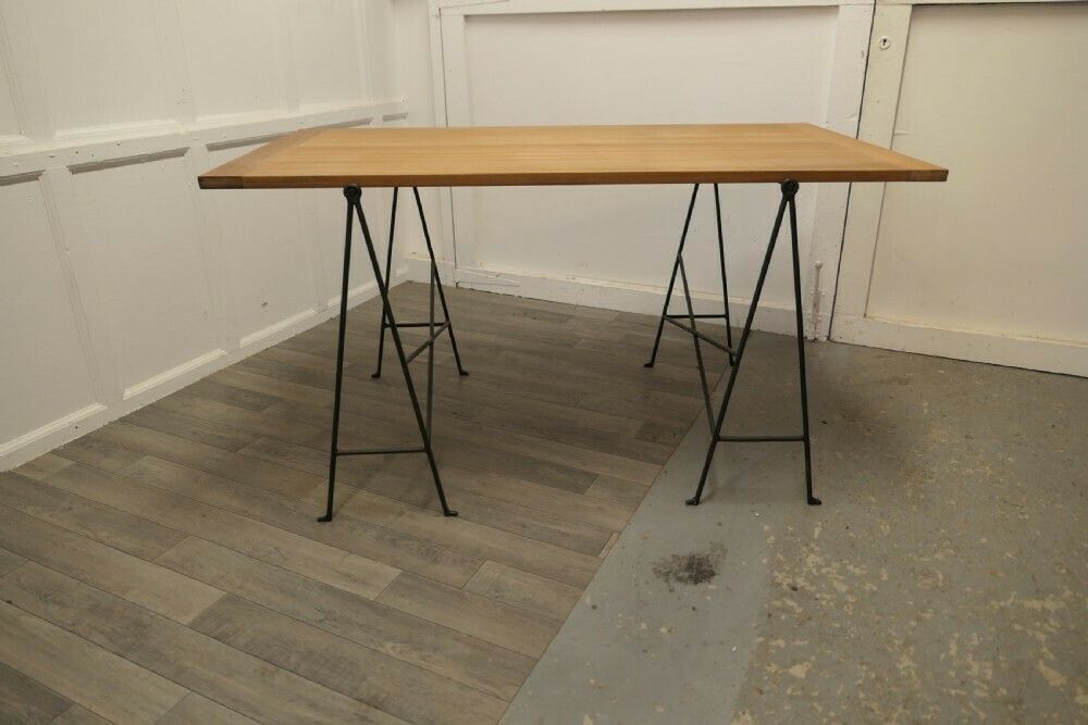 1950s Danish Sawhorse Minimalist Desk Or Dining Table photo 1194.0