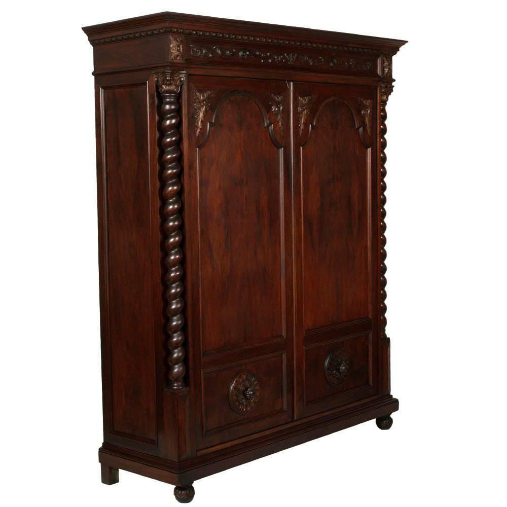 1890s Renaissance Revival Cupboard Wardrobe In Carved Walnut Finished To Wax photo 10453.2