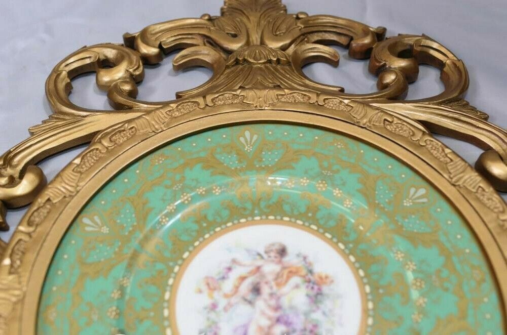 1050.0 Sevres Porcelain Cherub Plaques   Gilt French Plates photo