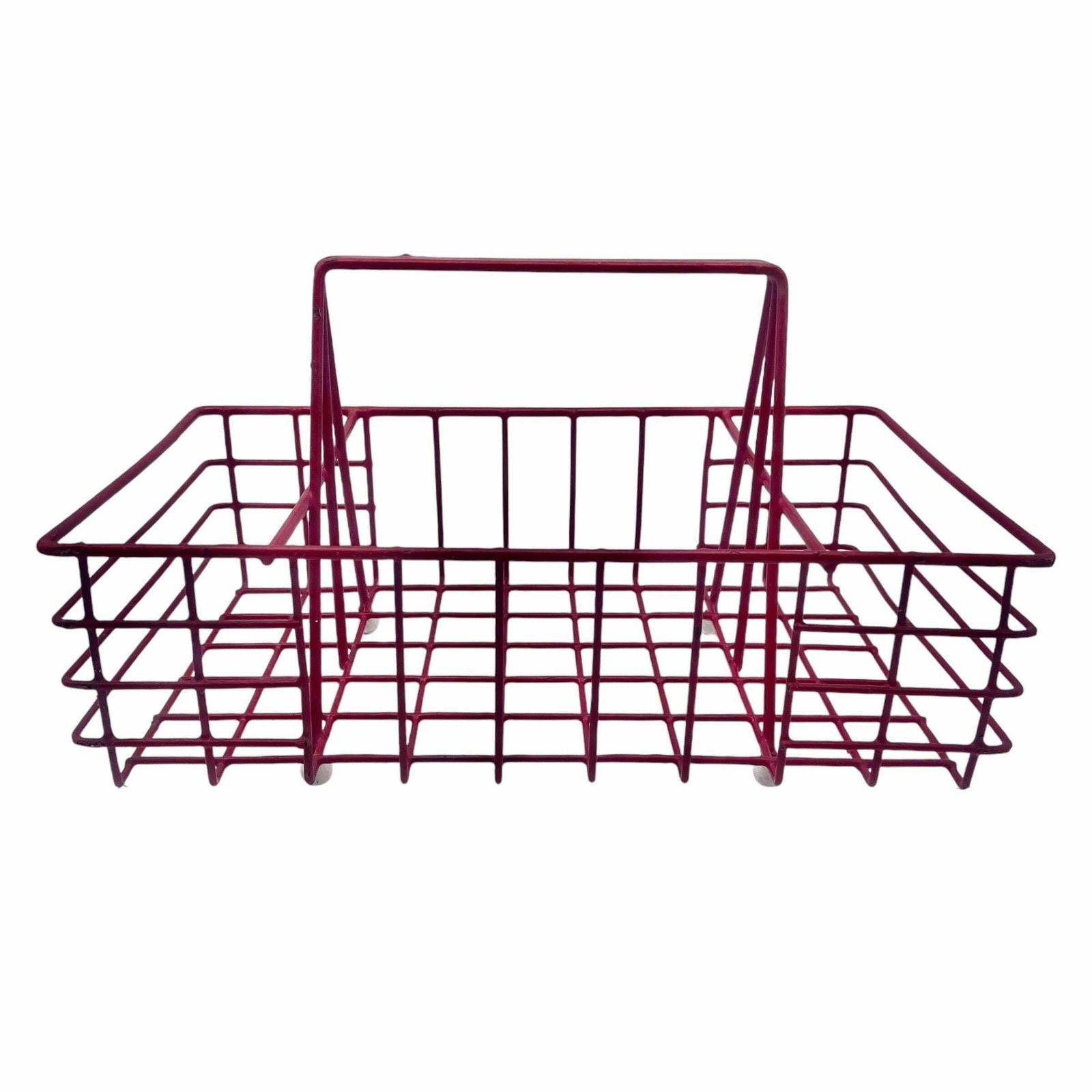 Vintage 1960's Plastic Coated Metal Bottle Carrier   Kitchen Basket   Household Carrier   Kitchenalia