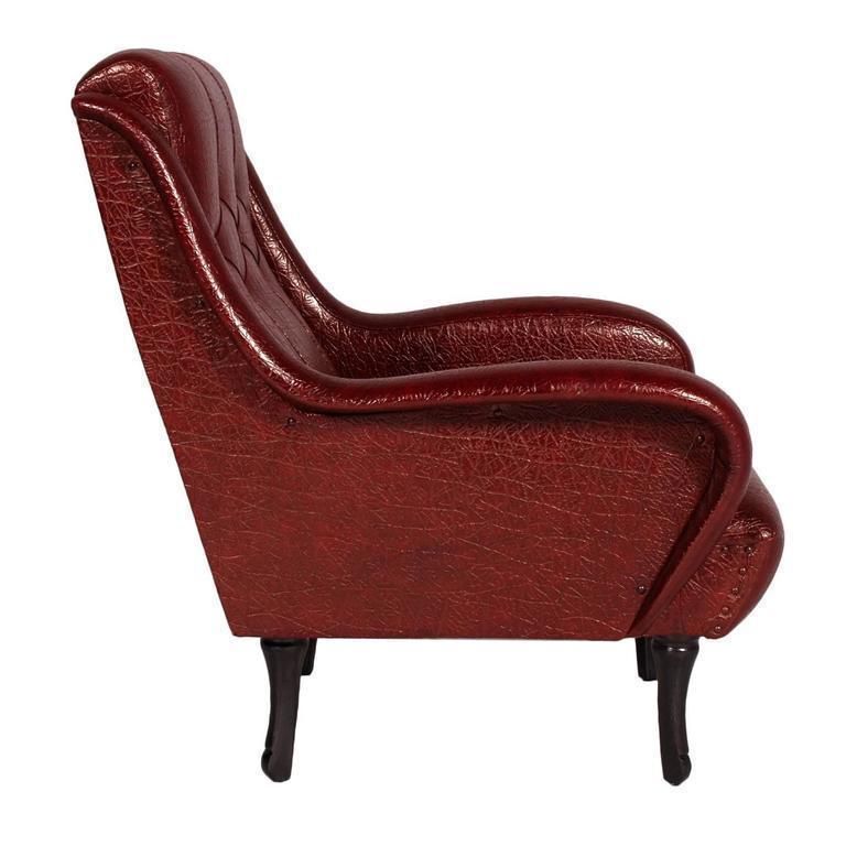 Mid Century Modern Lounge Chair Zanuso Style Leatherette Ebonized Wood Legs photo furniture