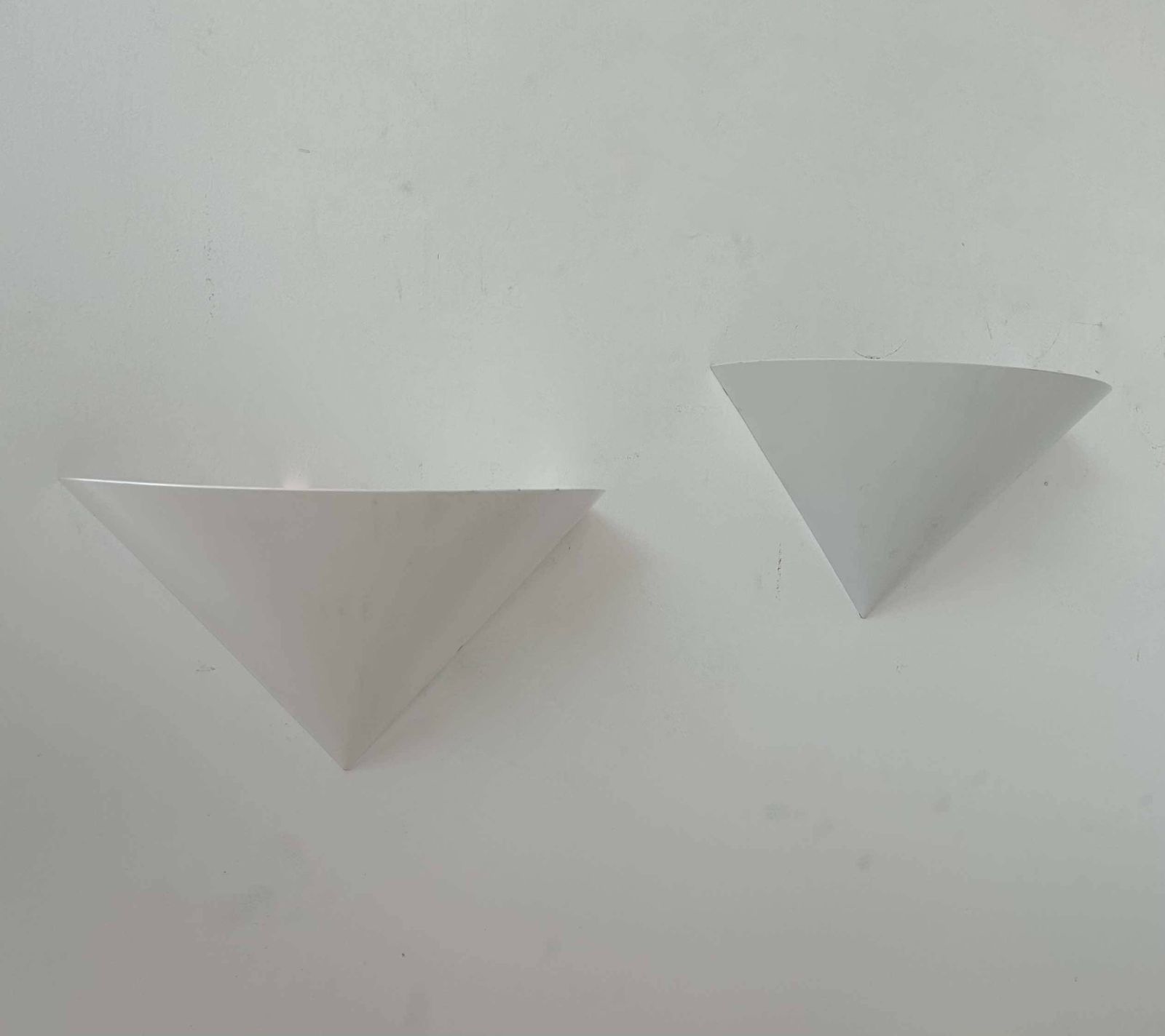 Pair Of White Metal Wall Lights, France 1970 photo vinterior