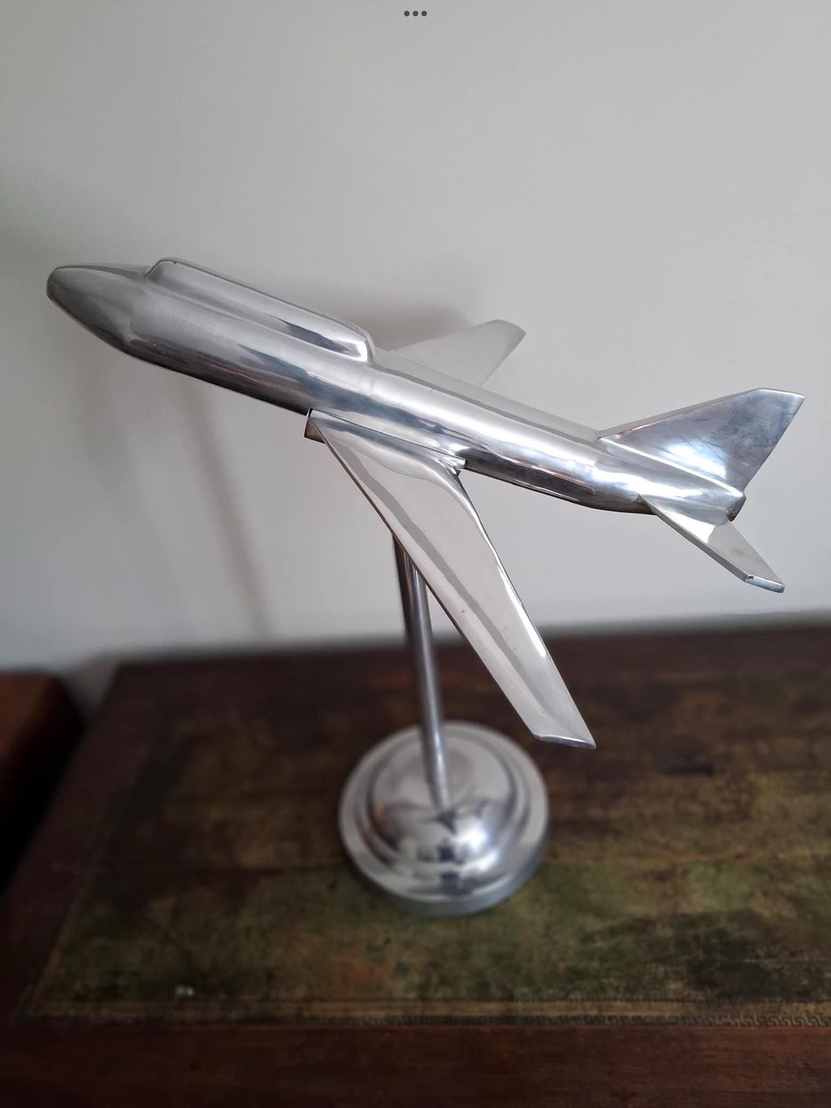 Large Art Deco Aluminium Cast Model  Jet Aircraft With Stand photo 695.0