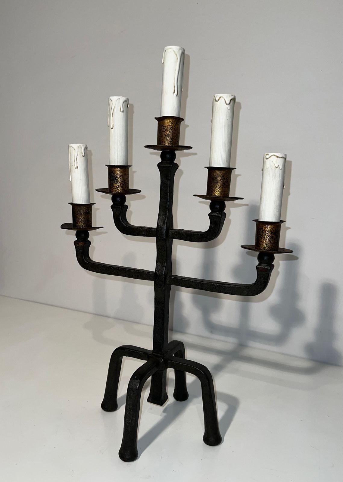 Pair Of Wrought Iron Candelabra With 5 Light Arms photo 1450.0