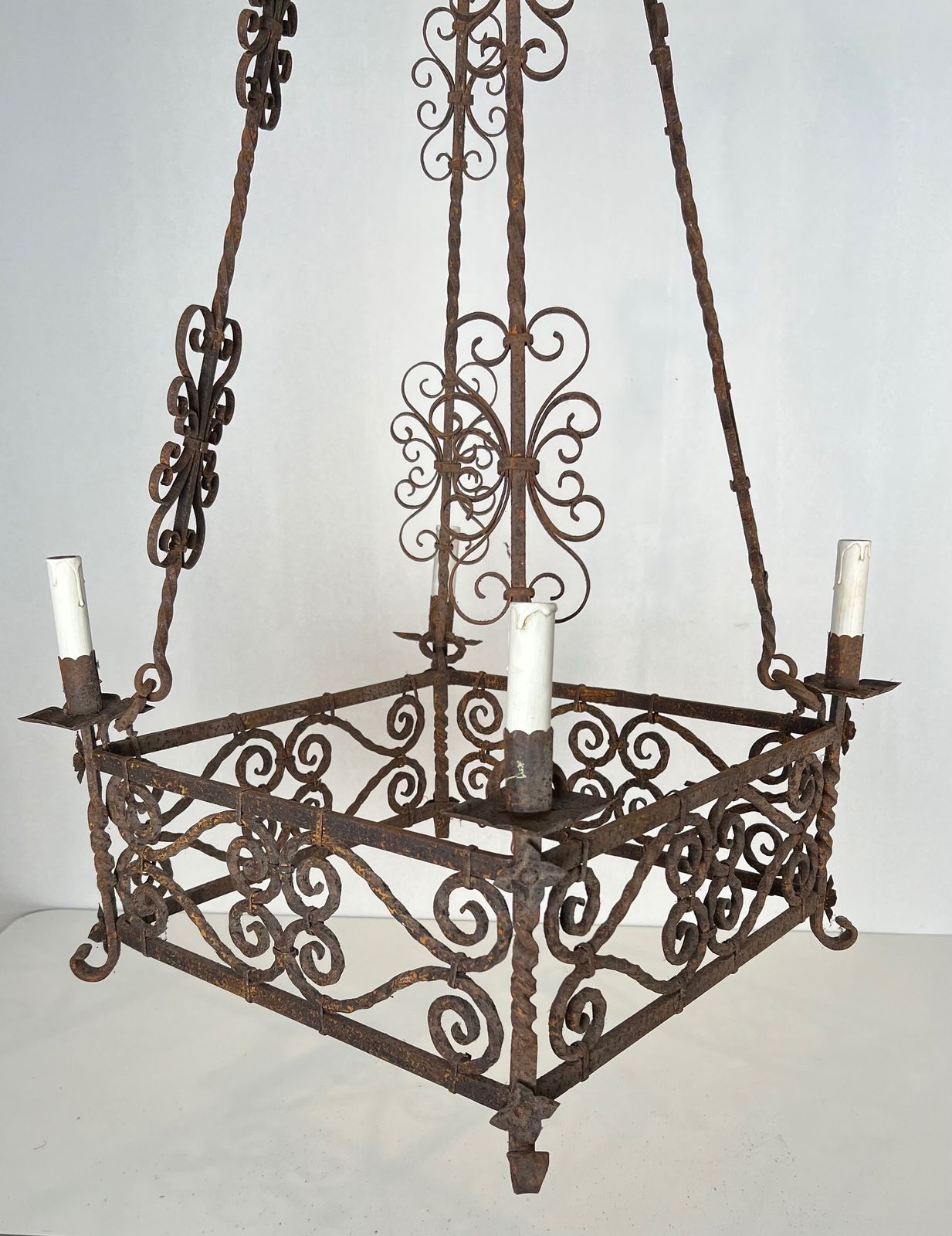 Large Gothic Style 8 Light Wrought Iron Chandelier photo vinterior