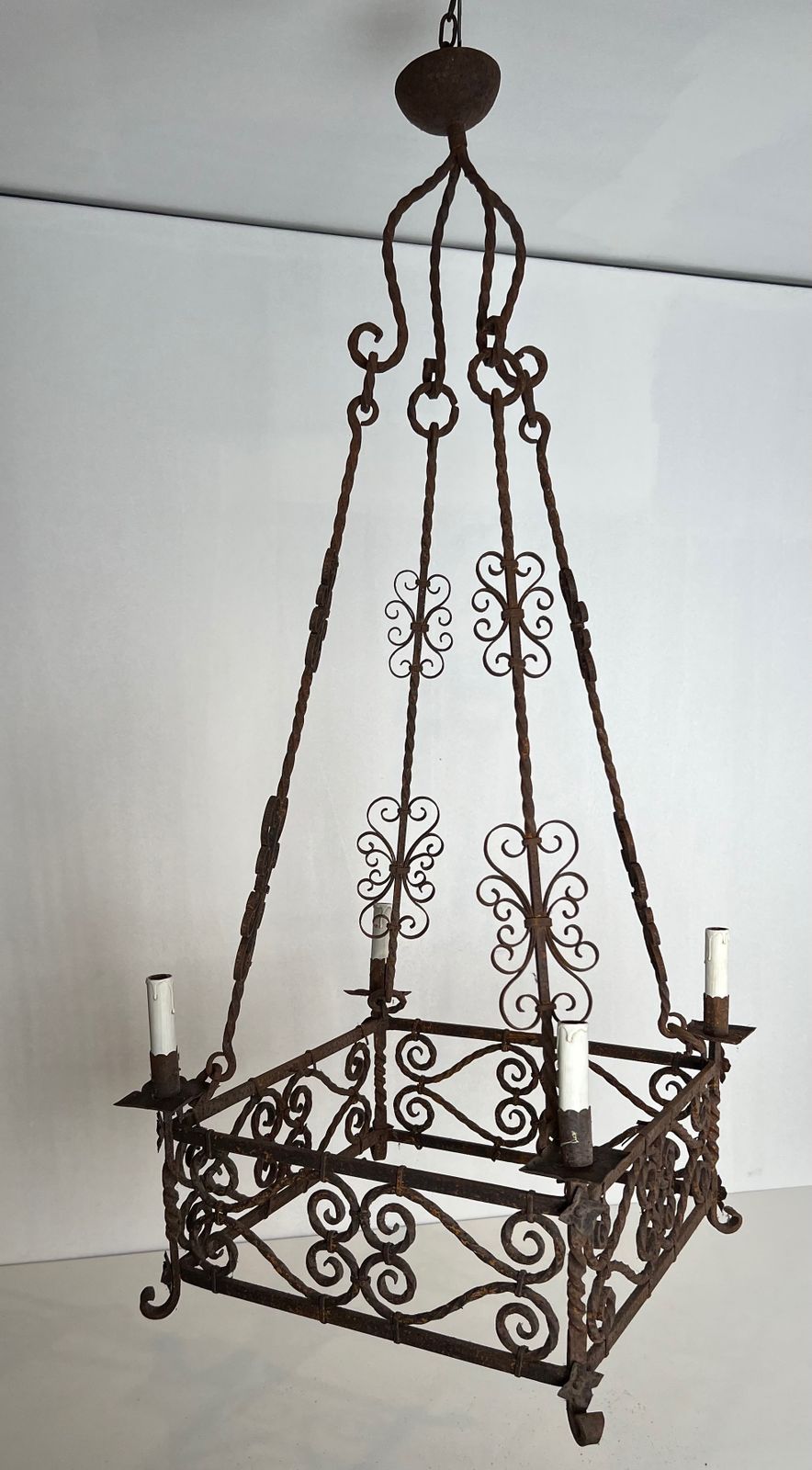 1950.0 Large Gothic Style 8 Light Wrought Iron Chandelier photo