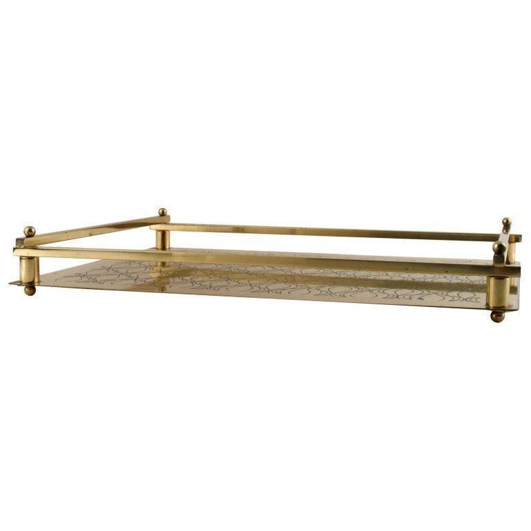 Art Deco Italian Tray Table In Golden Metal Decorated With Geometric Shapes photo vinterior