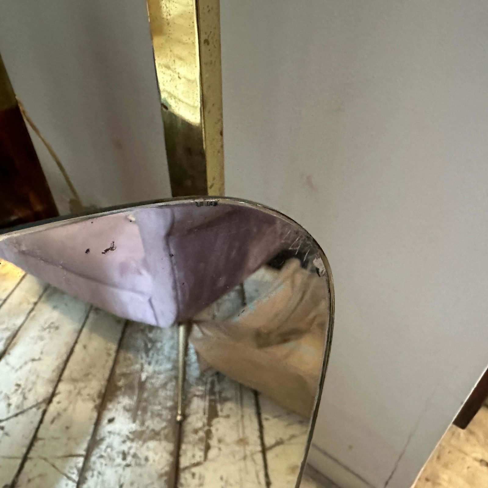 1912.0 1950s Gio Ponti Style Mid Century Modern Brass And Glass Wall Mirror photo