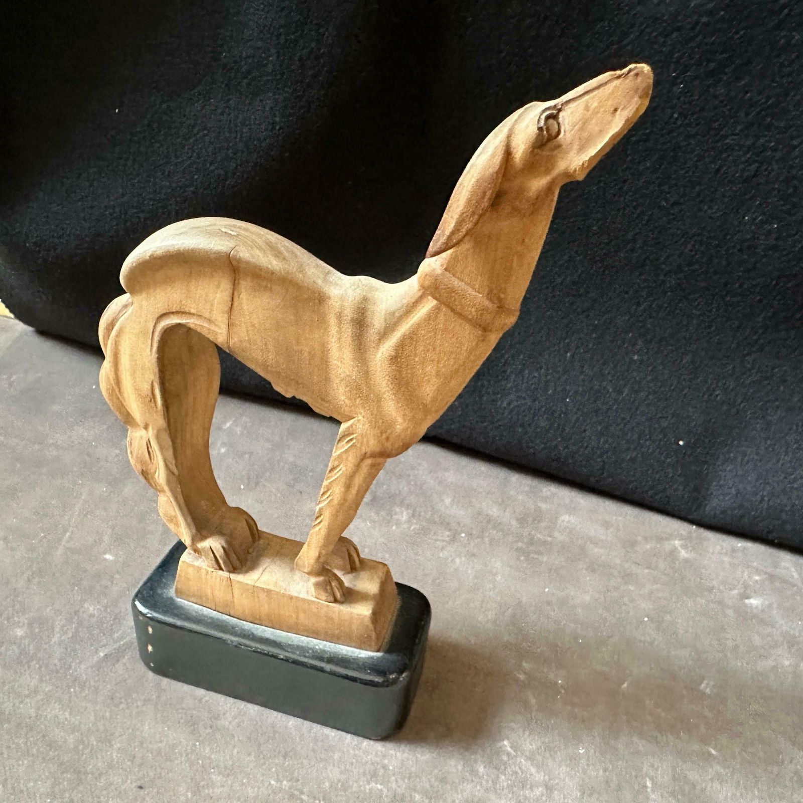 A 1930s Stylish Art Deco Hand Carved Figure Of A Greyhound photo for sale