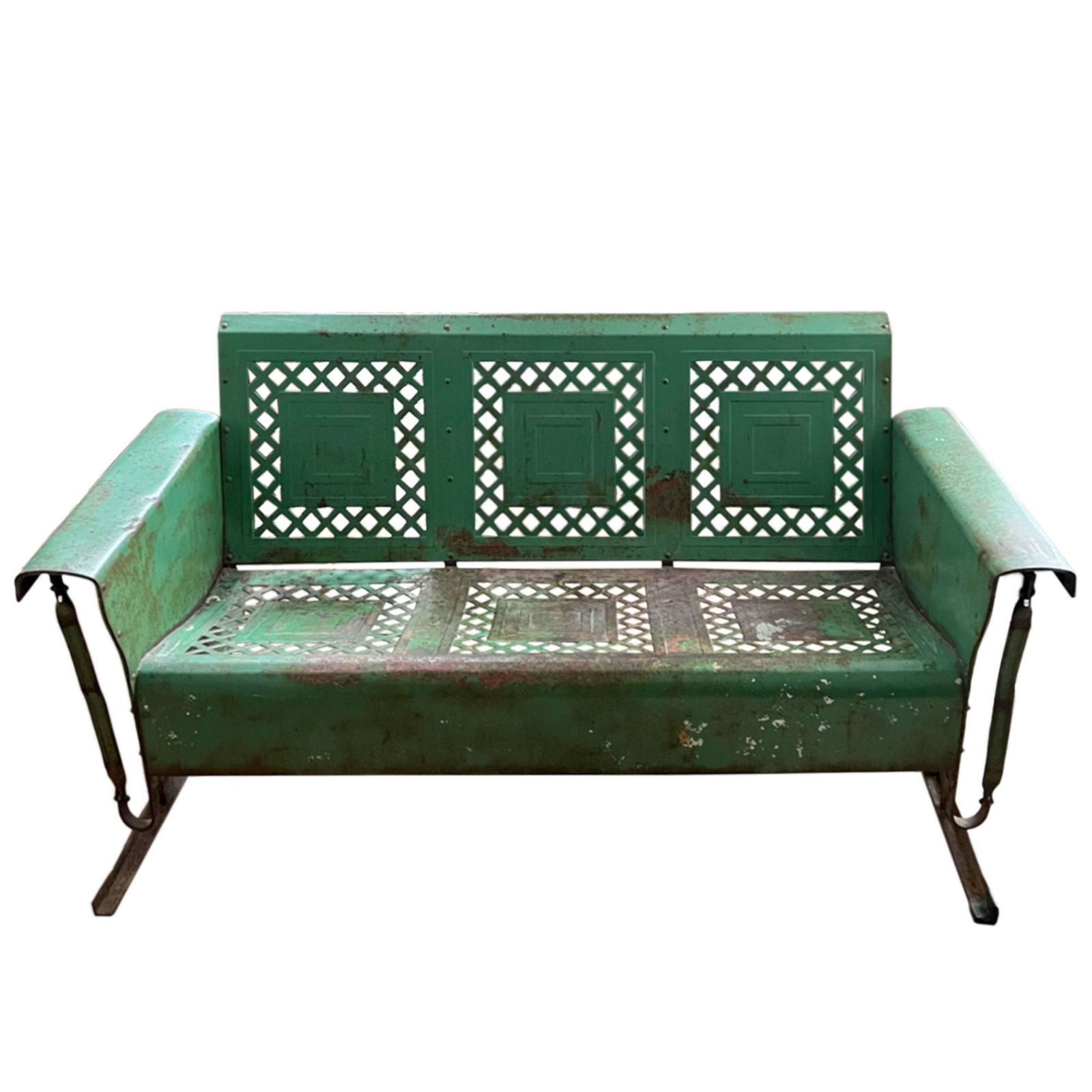 American Porch Glider With Original Green Paint, 1950s By Bunting photo furniture