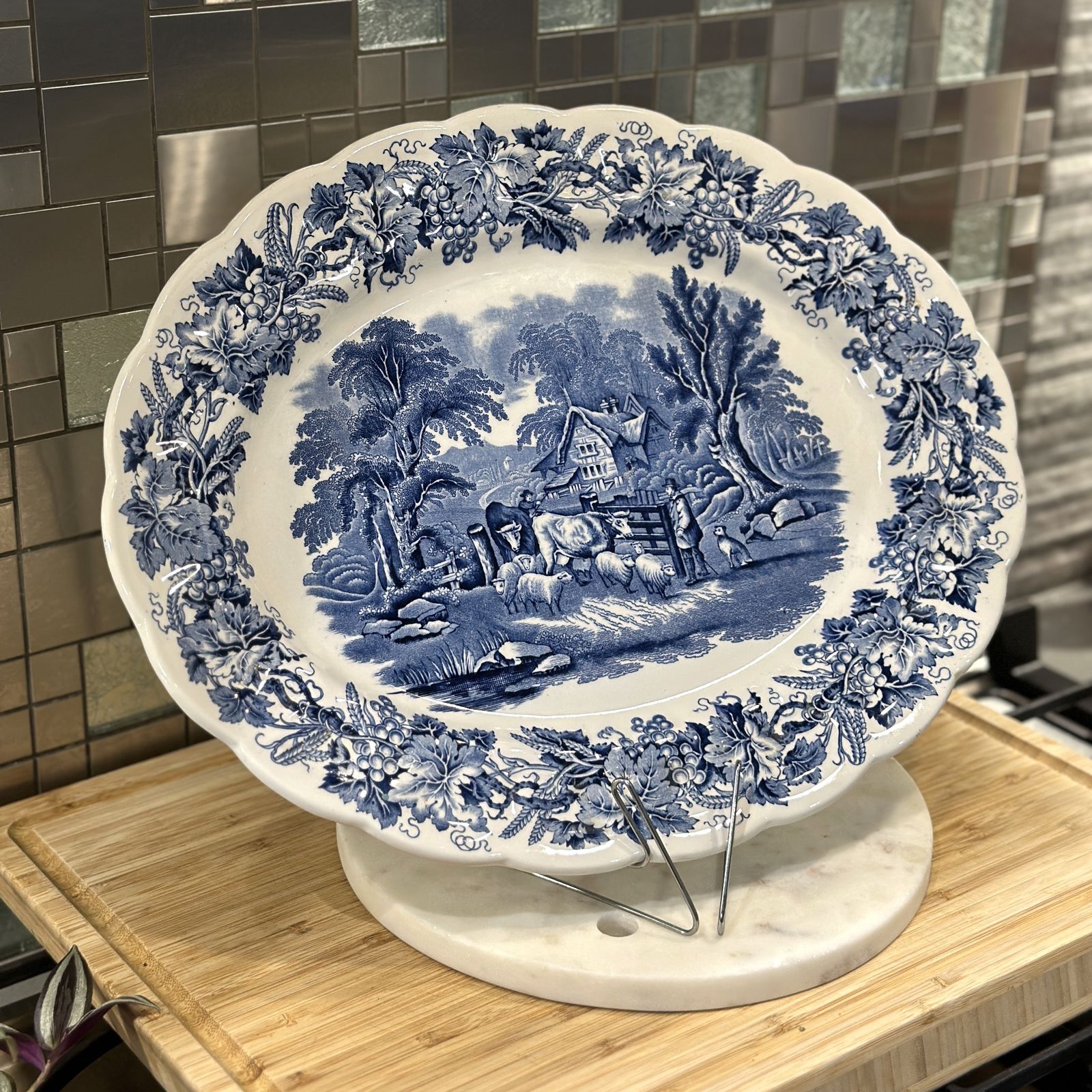 Booths British Scenery 15" Platter With Farm Animal Scene   C.1950