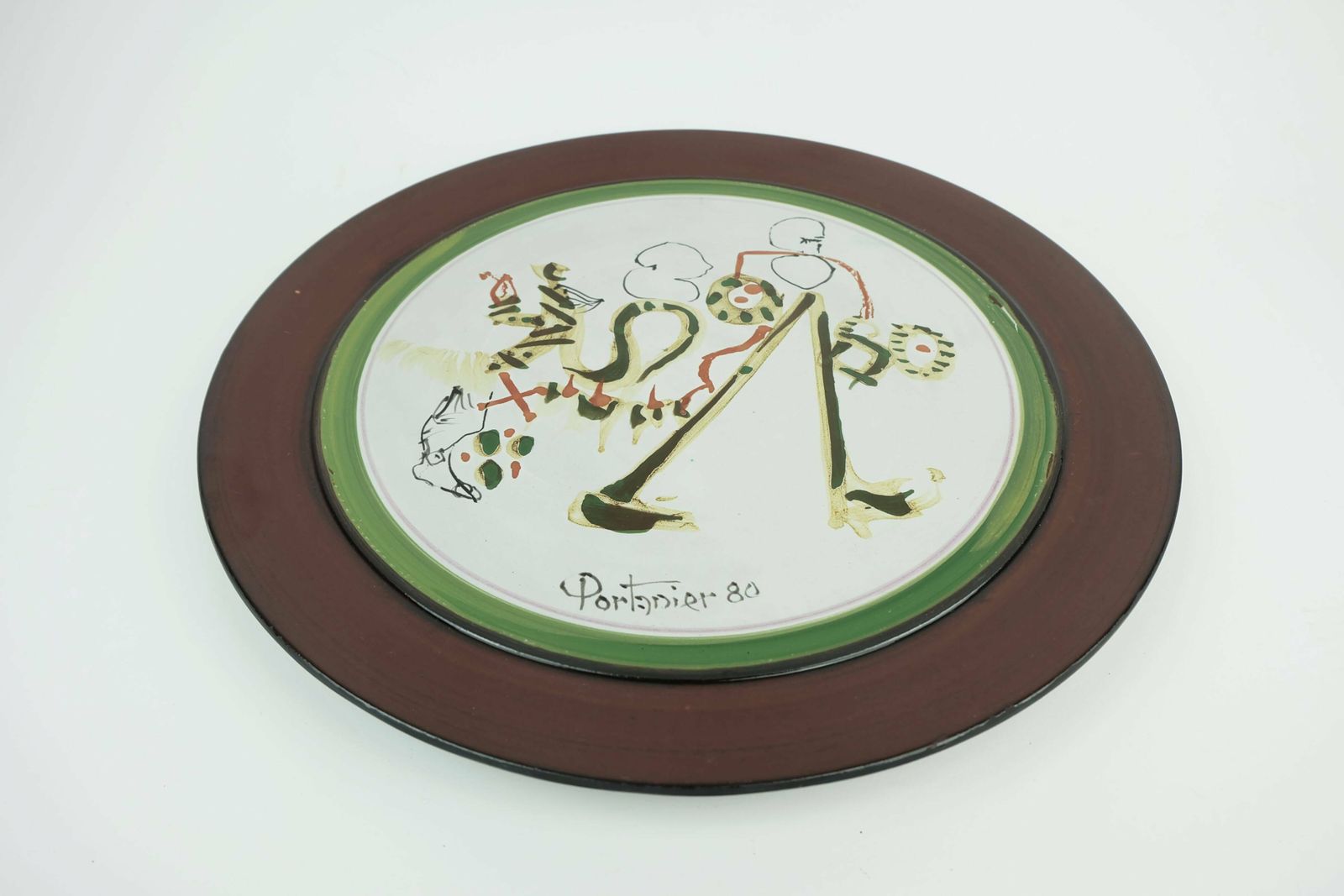 Unique Gilbert Portanier Ceramic Wall Plate Art Ceramic Signed Portanier 80 Vallauris photo Art