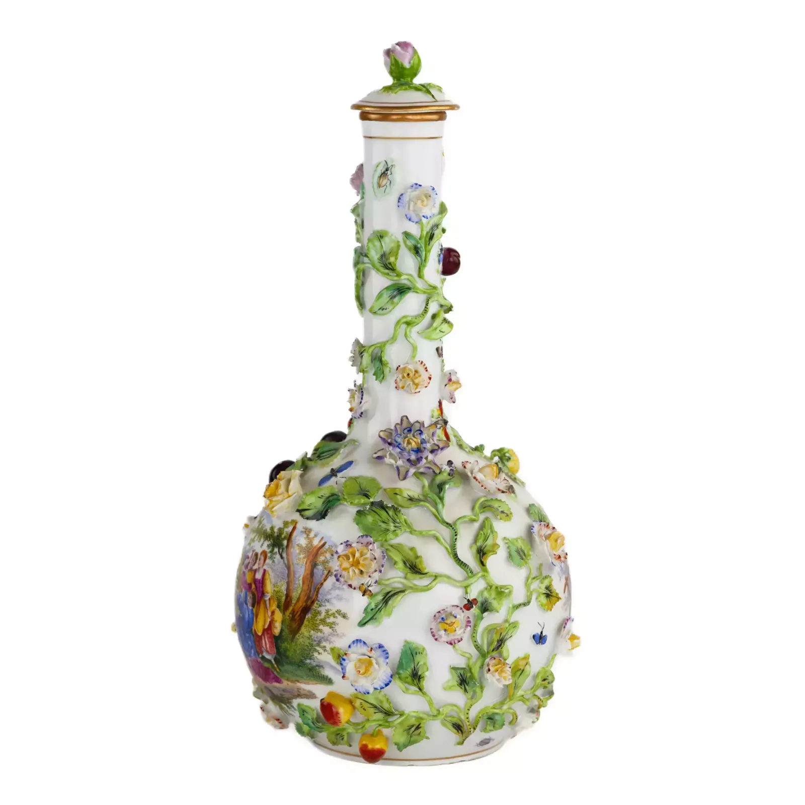 Porcelain Decanter Vase With Lid In Neo Baroque Style. Dresden. The Turn Of The 19th 20th Centuries. photo buy