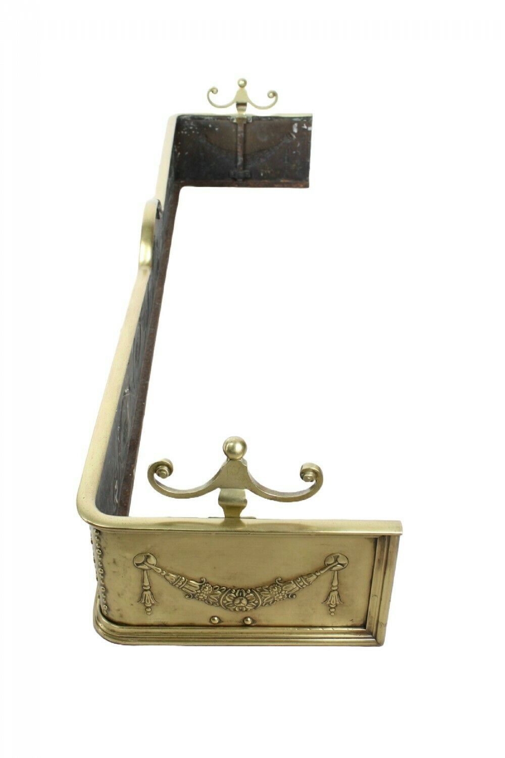 Large (4ft6) Victorian Brass Neoclassical Fire Fender photo vinterior