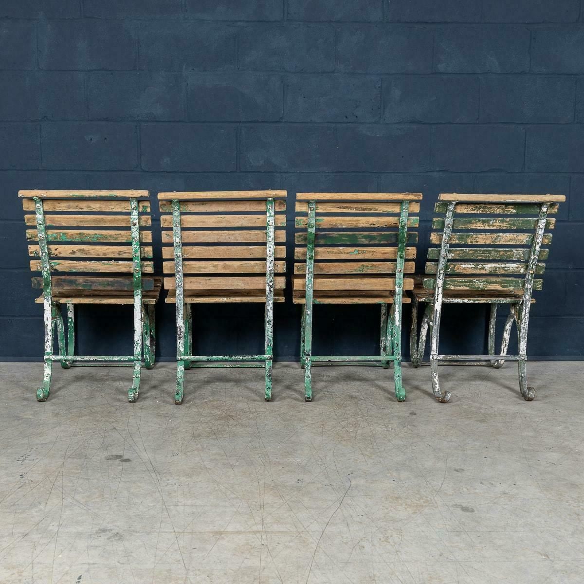 19th Century Set Of Four Victorian Wrought Iron & Wood Garden Seats C.1890 photo vinterior