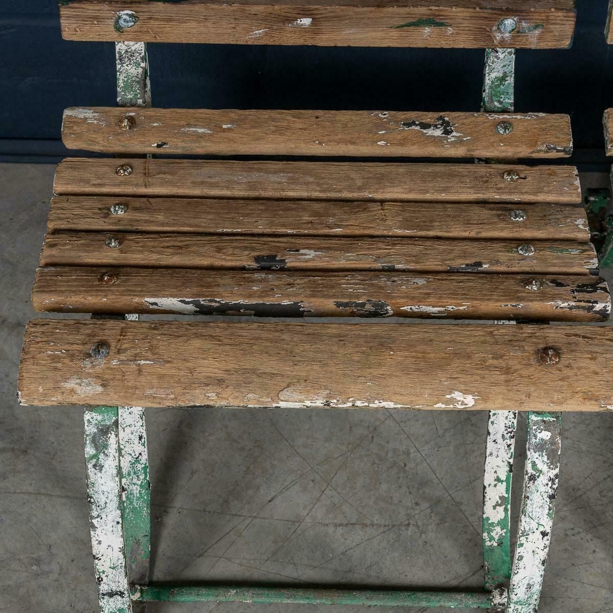photo furniture 19th Century Set Of Four Victorian Wrought Iron & Wood Garden Seats C.1890