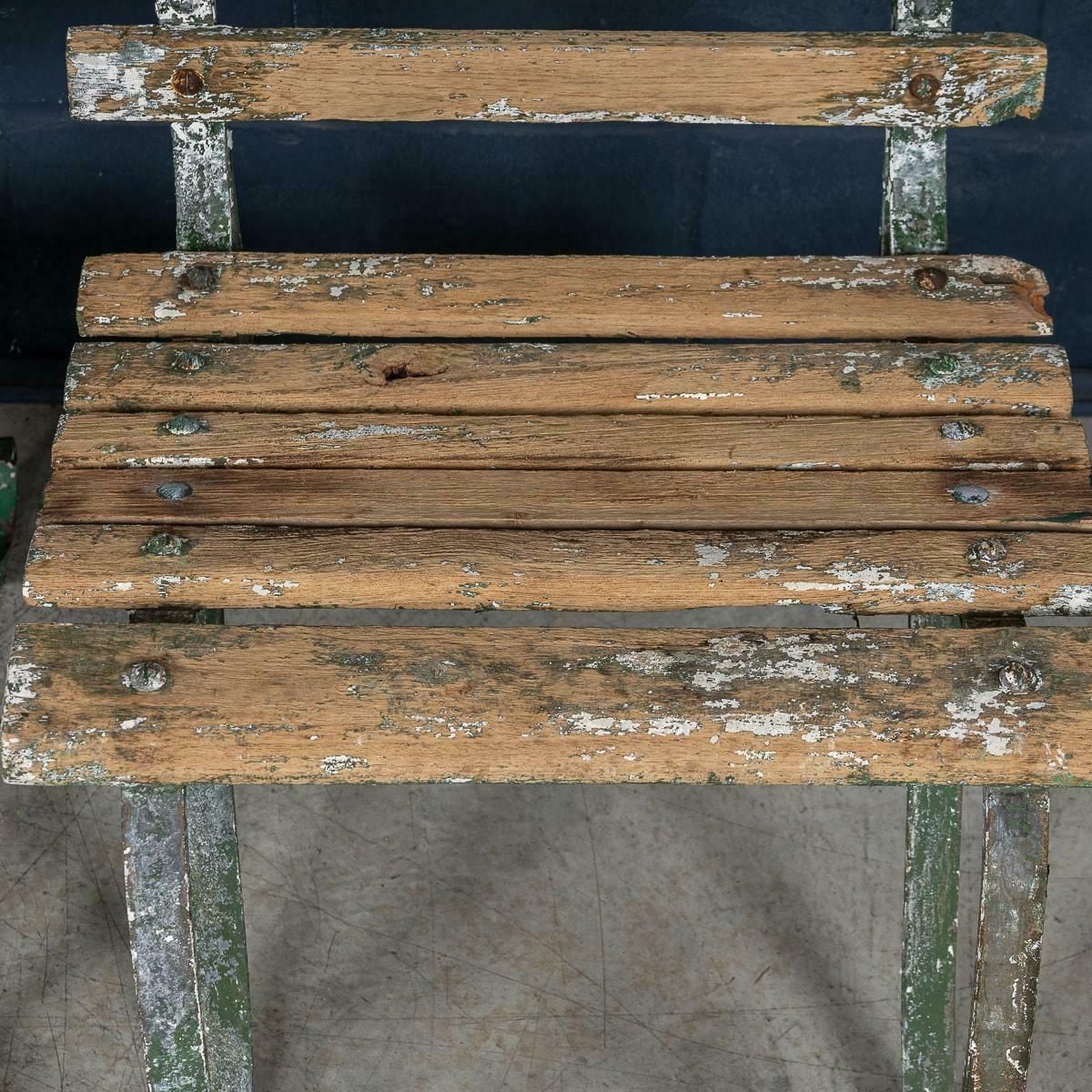 photo vintage 19th Century Set Of Four Victorian Wrought Iron & Wood Garden Seats C.1890