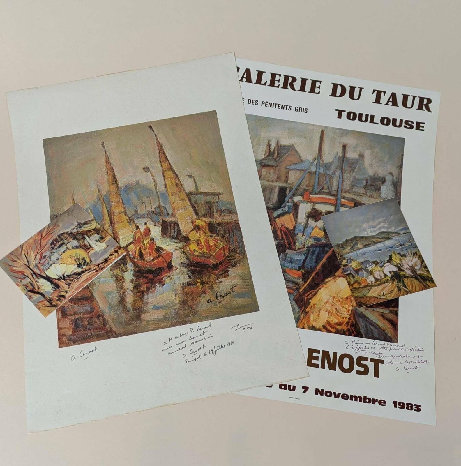 Vintage French Artist Alain Le Nost (1934   2023) 1980s Signed Exhibition Poster And Lithograph Art Print