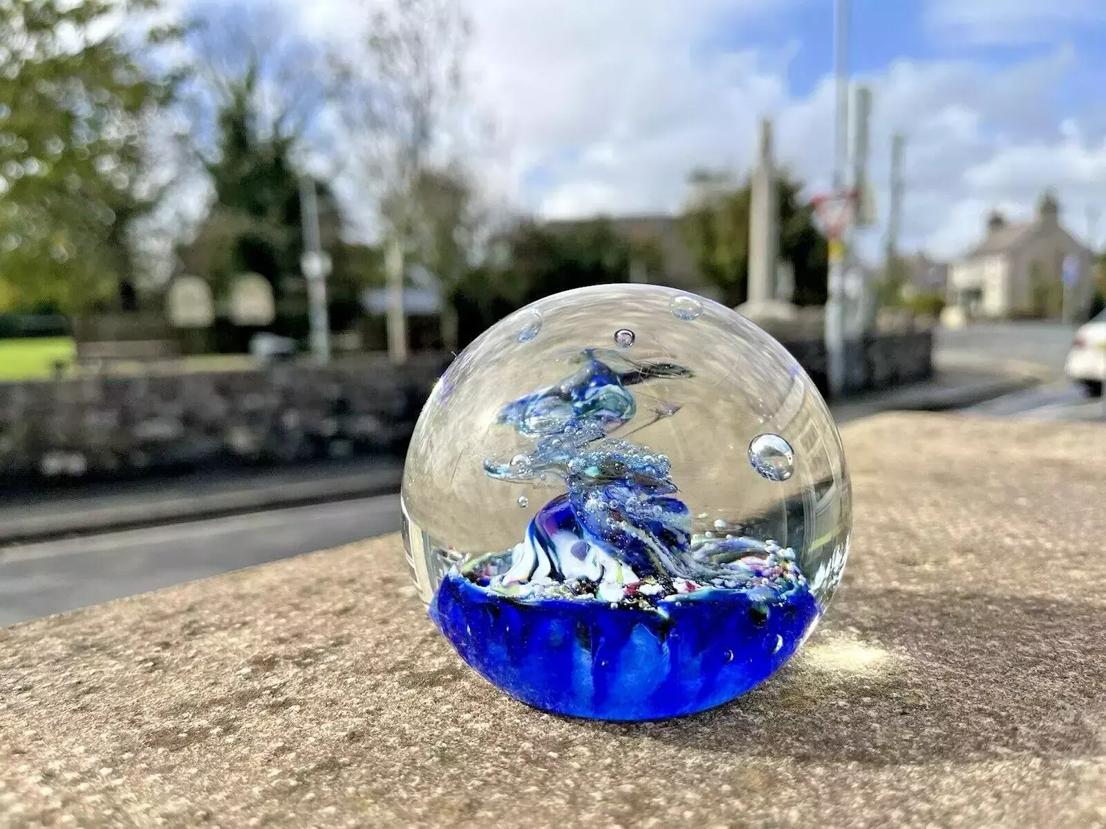 Rare C1978 Caithness Glass Oban Studios Blue Myriad Paperweight Ct 91 Style One