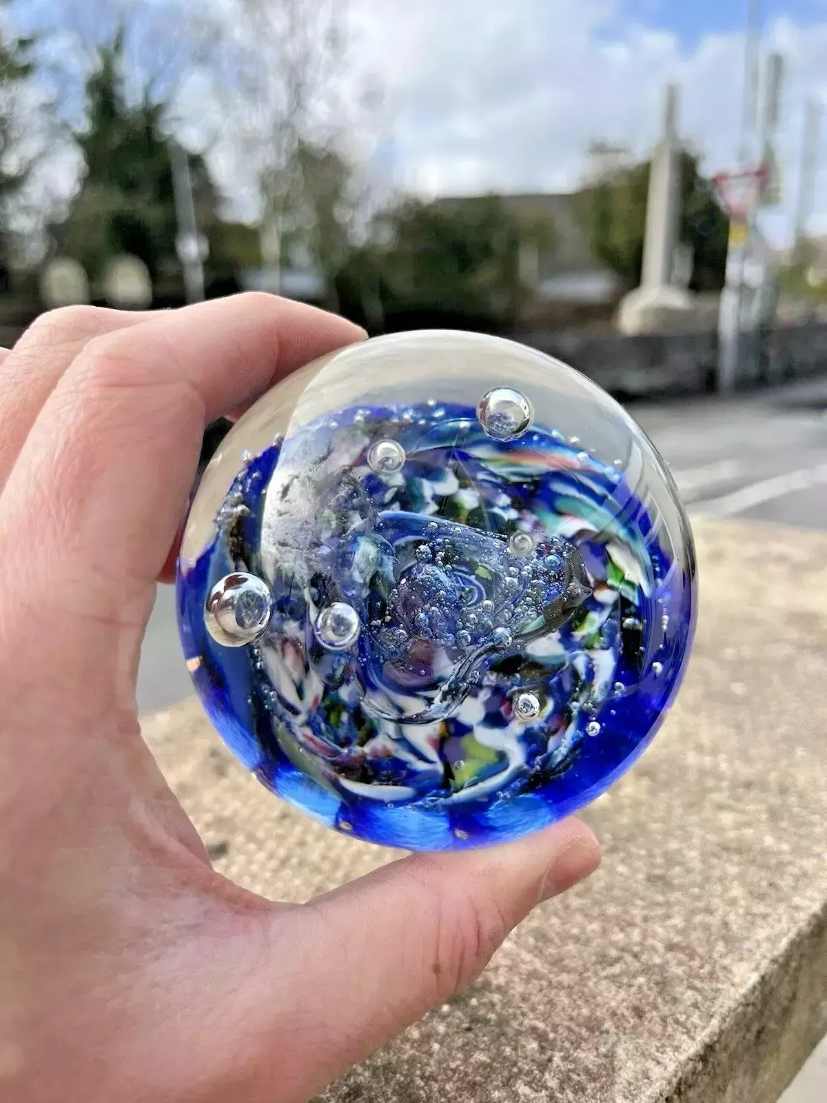 Rare C1978 Caithness Glass Oban Studios Blue Myriad Paperweight Ct 91 Style One photo Home Decor