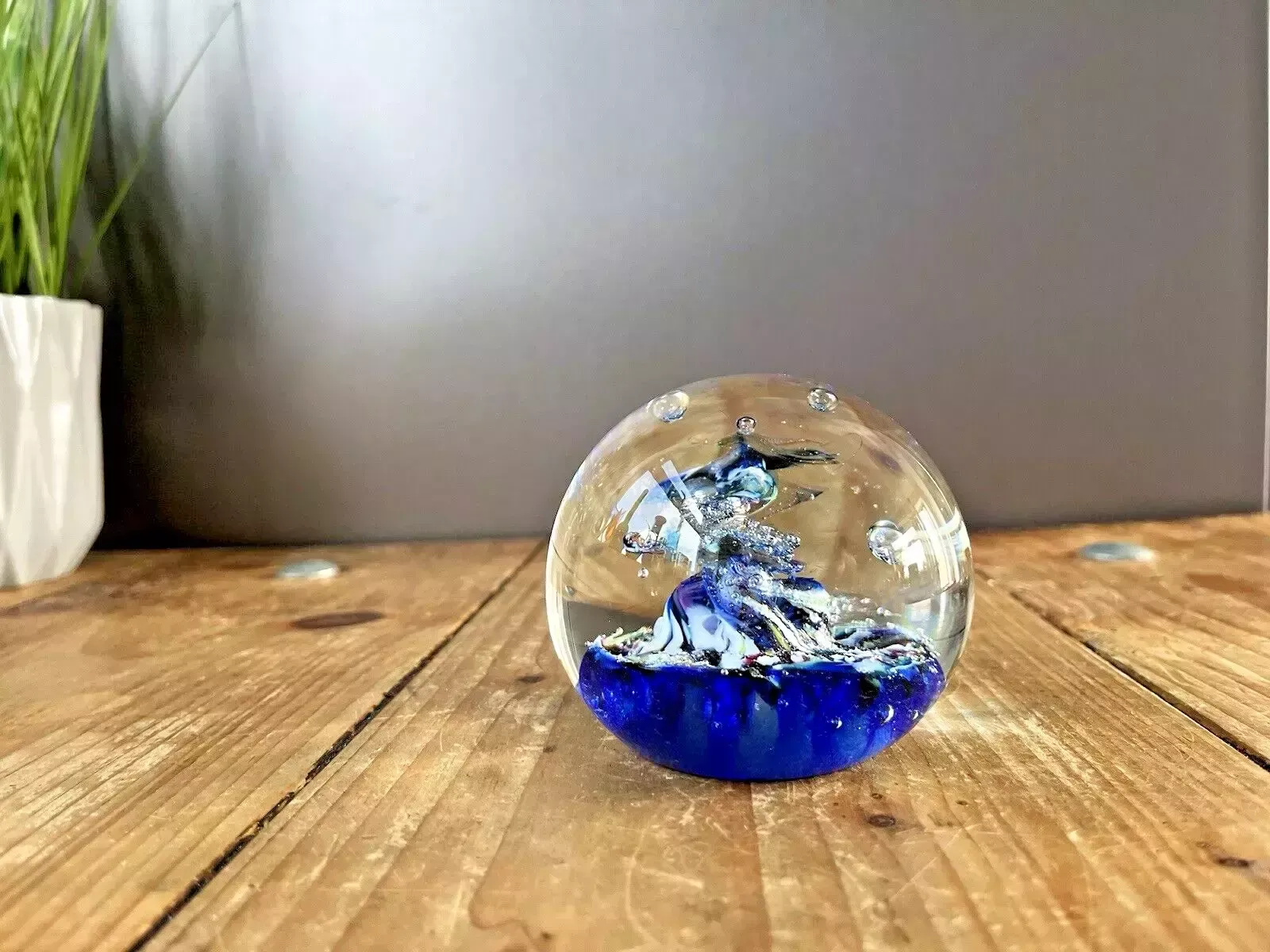 Home Decor Rare C1978 Caithness Glass Oban Studios Blue Myriad Paperweight Ct 91 Style One photo