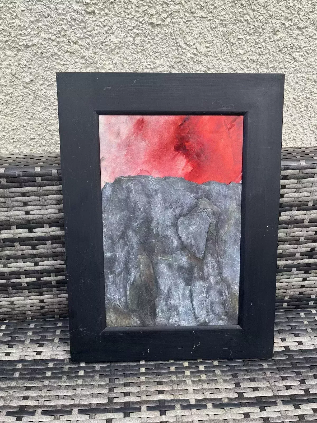 photo furniture Original Welsh Slate & Oil Painting Mountain Sunset By Leslie Jones North Wales