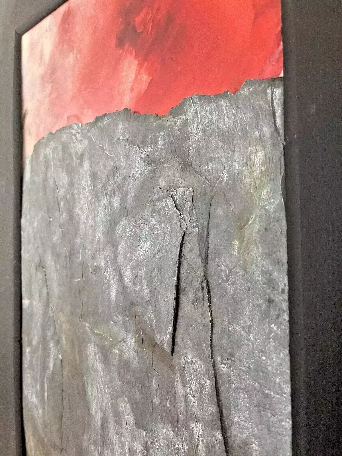 165.0 Original Welsh Slate & Oil Painting Mountain Sunset By Leslie Jones North Wales photo