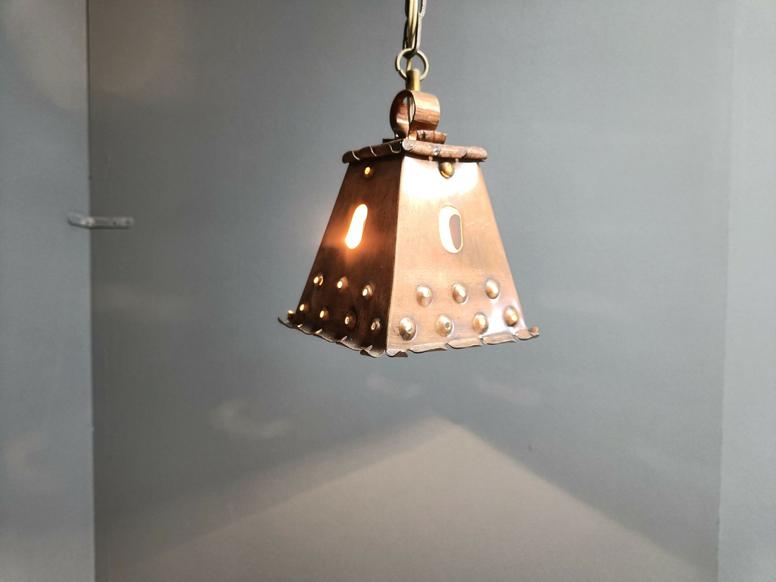 Brutalist Copper Pendant Light, 1970s photo vinterior
