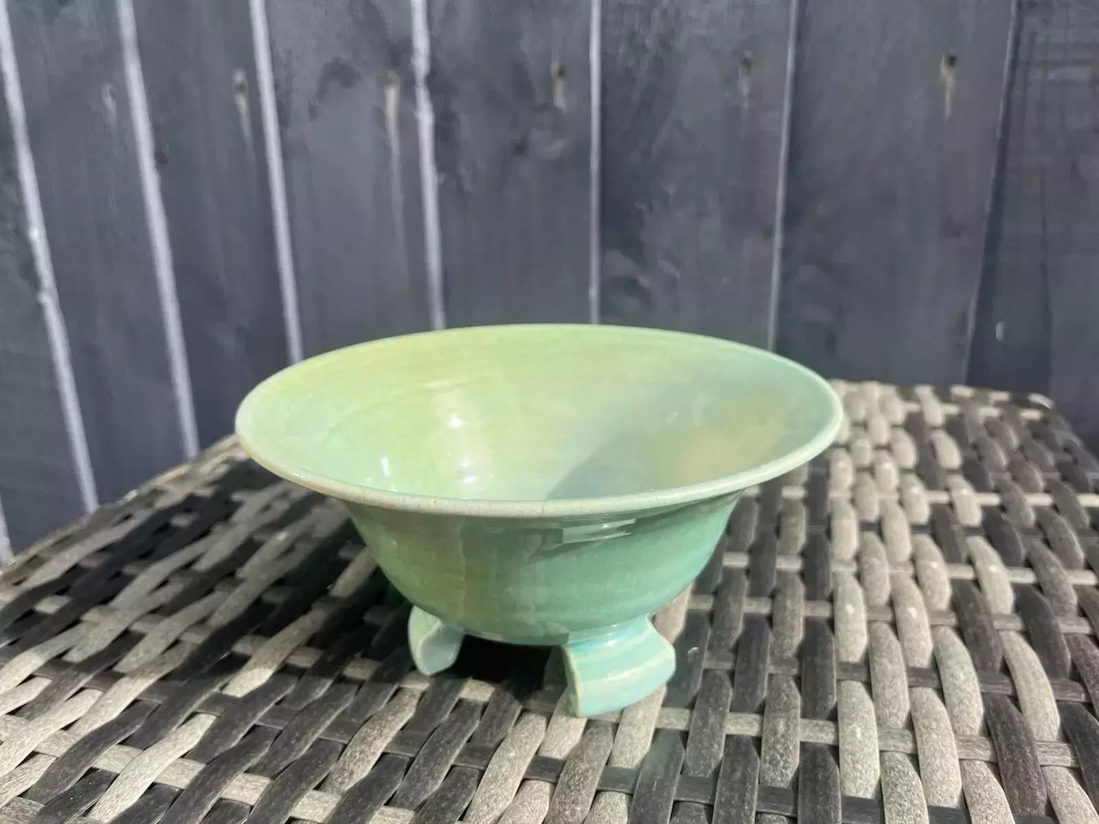 Home Decor Antique Art Deco 1930's Harrow Weald Studio Art Pottery Green Glazed Footed Bowl photo