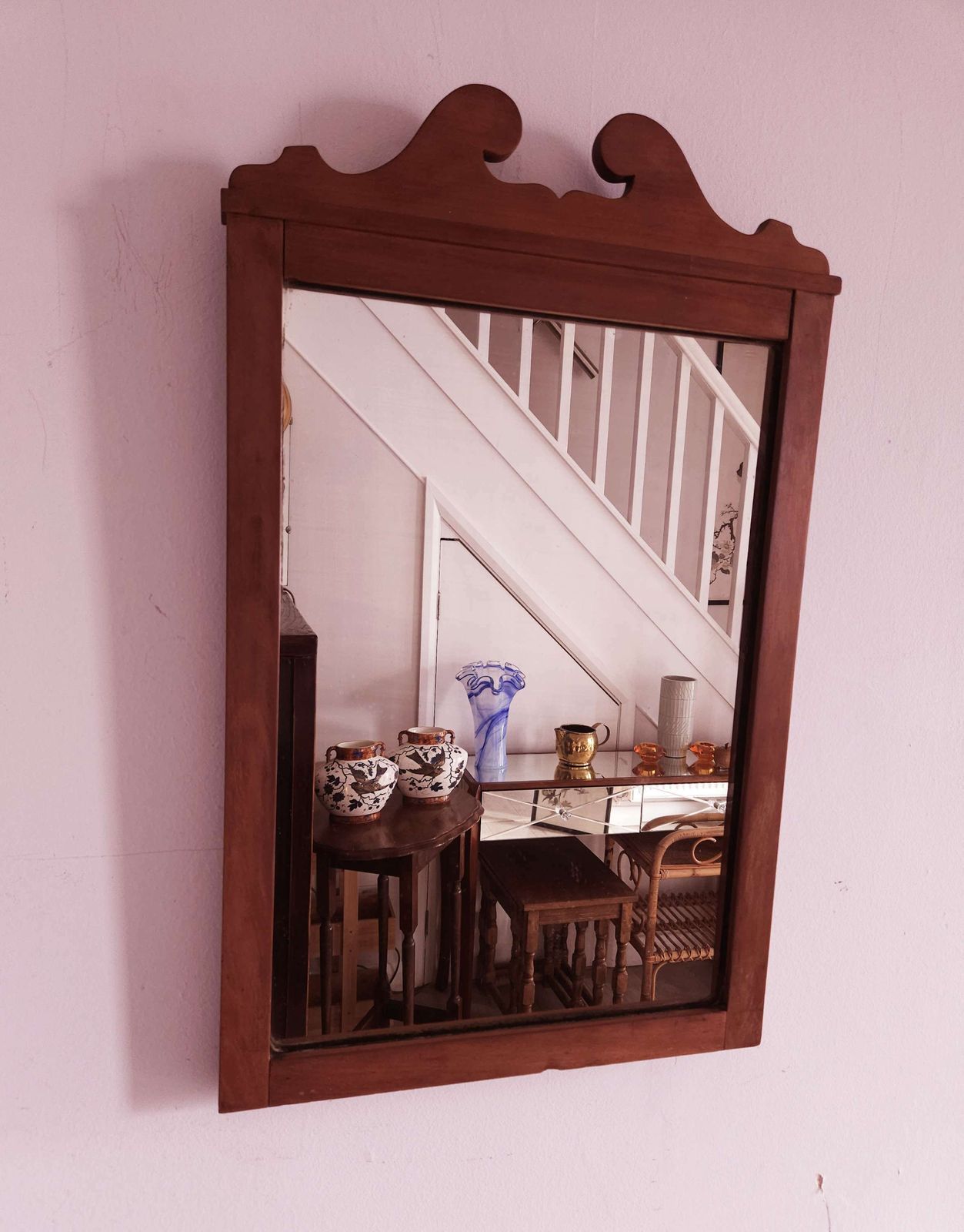 Antique Georgian Mirror In Light Mahogany Carved Frame photo Home Decor