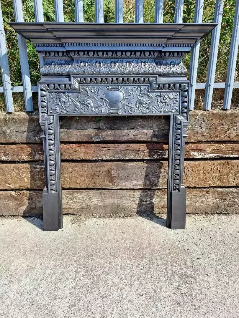 Antique Victorian Cast Iron Fireplace Surround